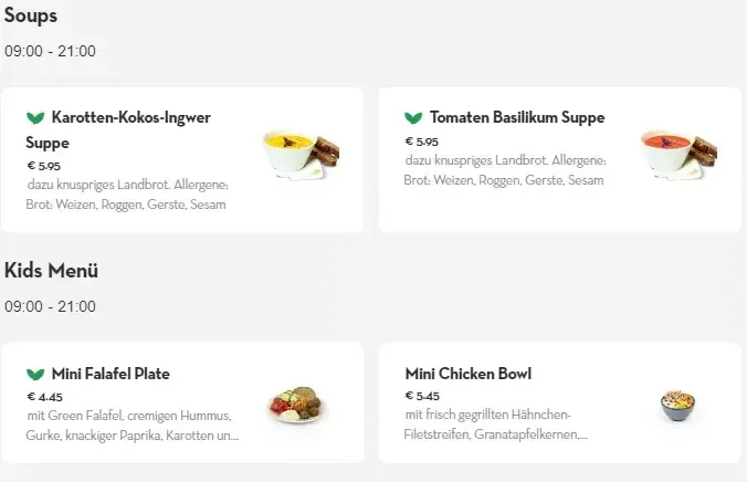 Dean And David Speisekarte