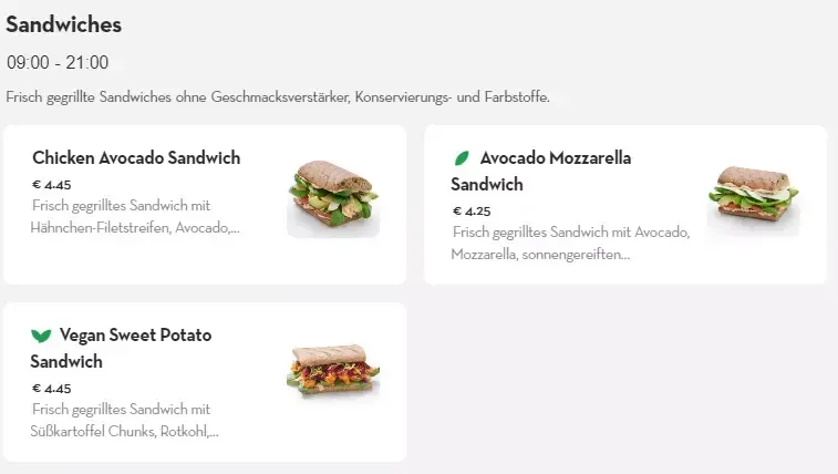 Dean And David Speisekarte