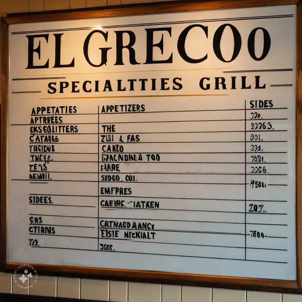 El Greco Speisekarte